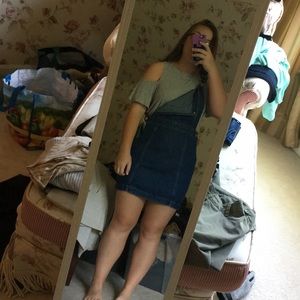 Denim blue overall dress